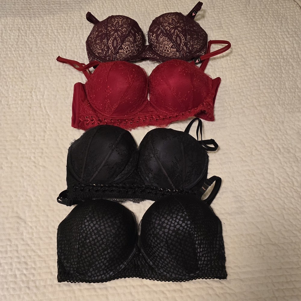 Victoria's Secret Lace Bra Collection - Burgundy, Red, Black